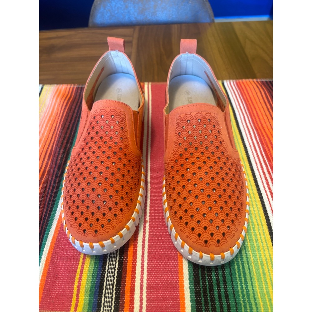 Ilse Jacobsen Tulip 139 Perforated Slip On Sneakers Orange Womens 39 - Picture 3 of 9